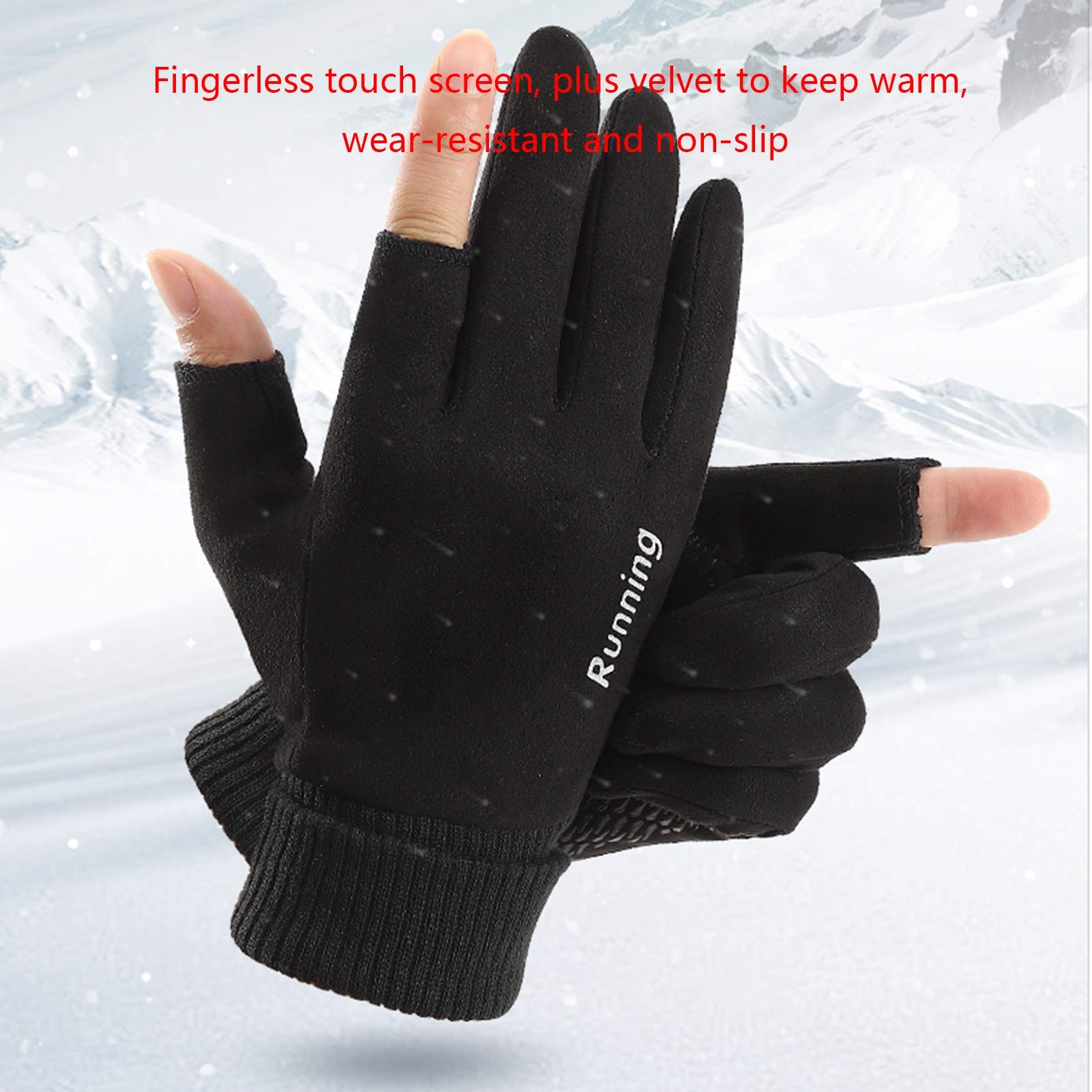Gravity Threads 2 Pack - Unisex Warm Half Finger Stretchy Knit Fingerless Gloves