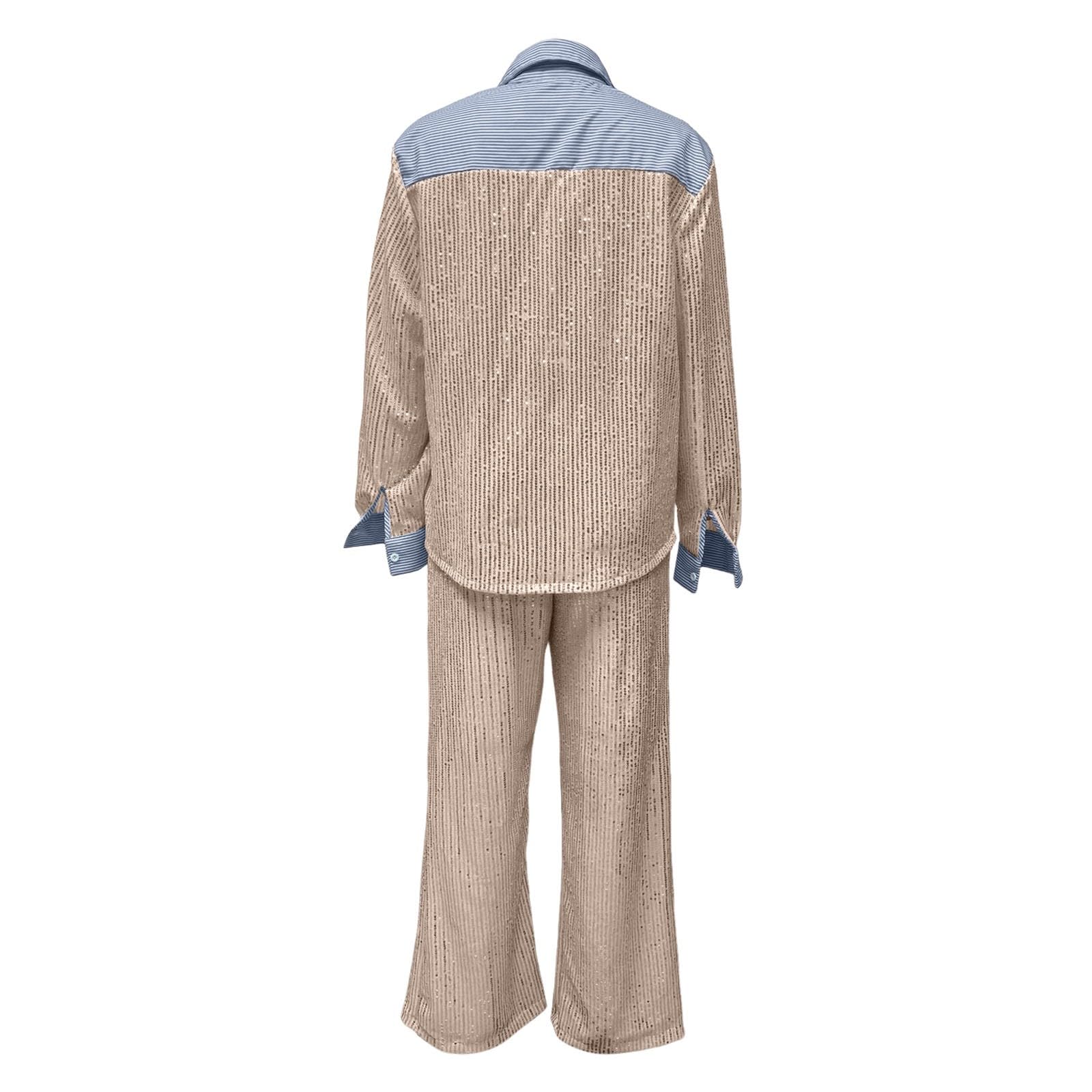 Traje de Pantalón para Mujer con Camisa Elegante de Manga Larga y Detalles