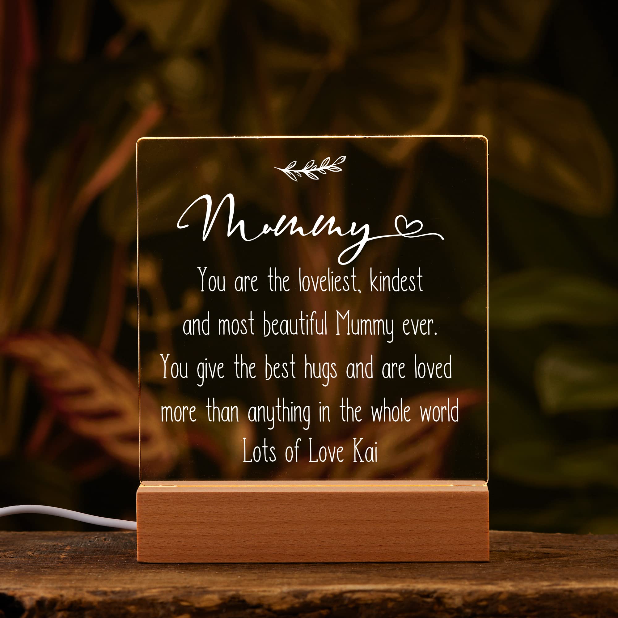 ukgiftstoreonline Personalised Mummy Sentiment LED Night Lamp Keepsake Gift