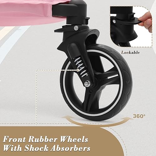 Miniatura 7 de Athena Collection Cochecito de perro de tela de 3 ruedas para perros grandes, cochecito para mascotas de 55 libras con ventanas de malla, bolsillo