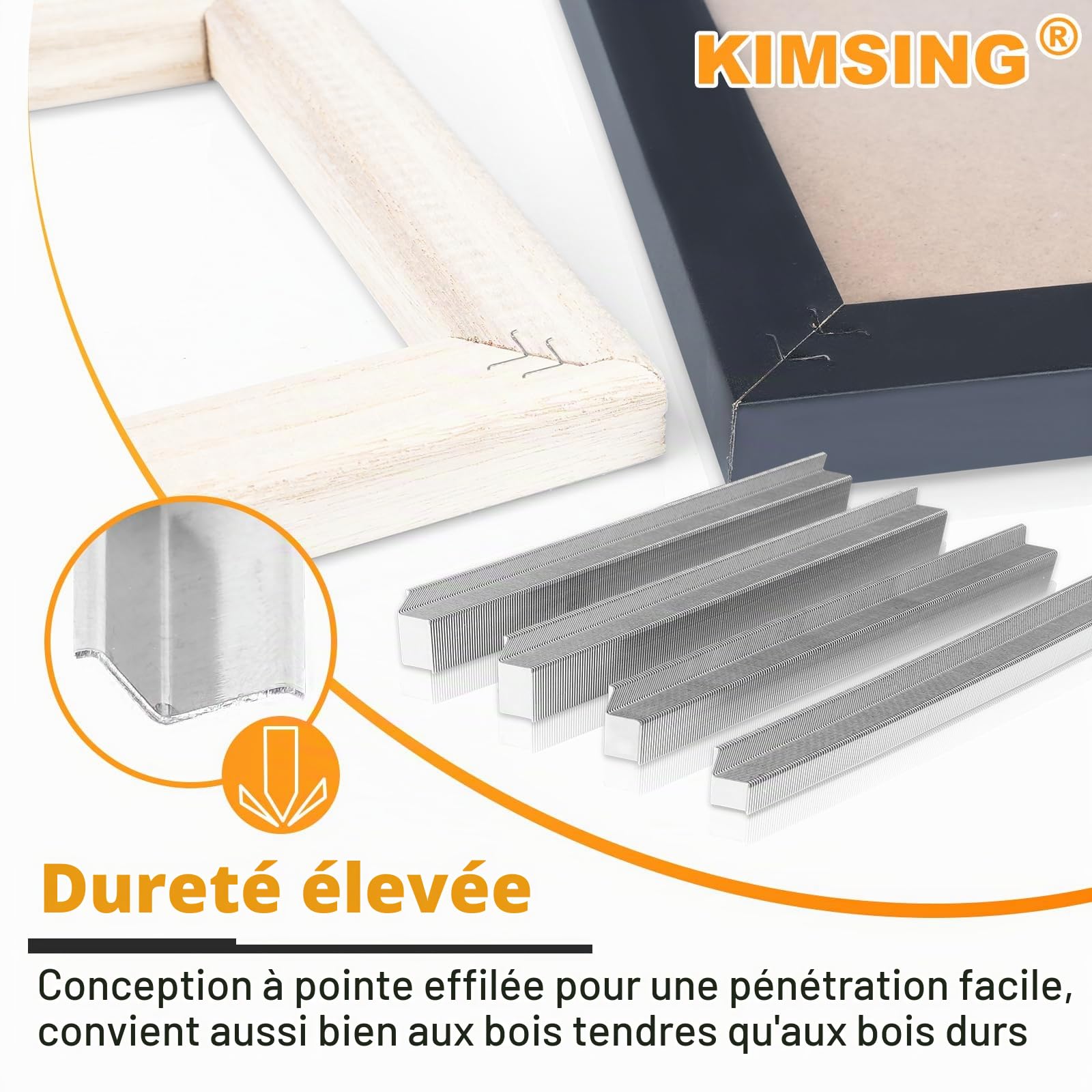 KIMSING 30GA 12mm pointes à V pour bois dur 4000 pces pour cadres | Anticorrosion, collage anti-desserrage, surface lisse pour moins d'accrochages, pour V1015 et assemblages de cadres