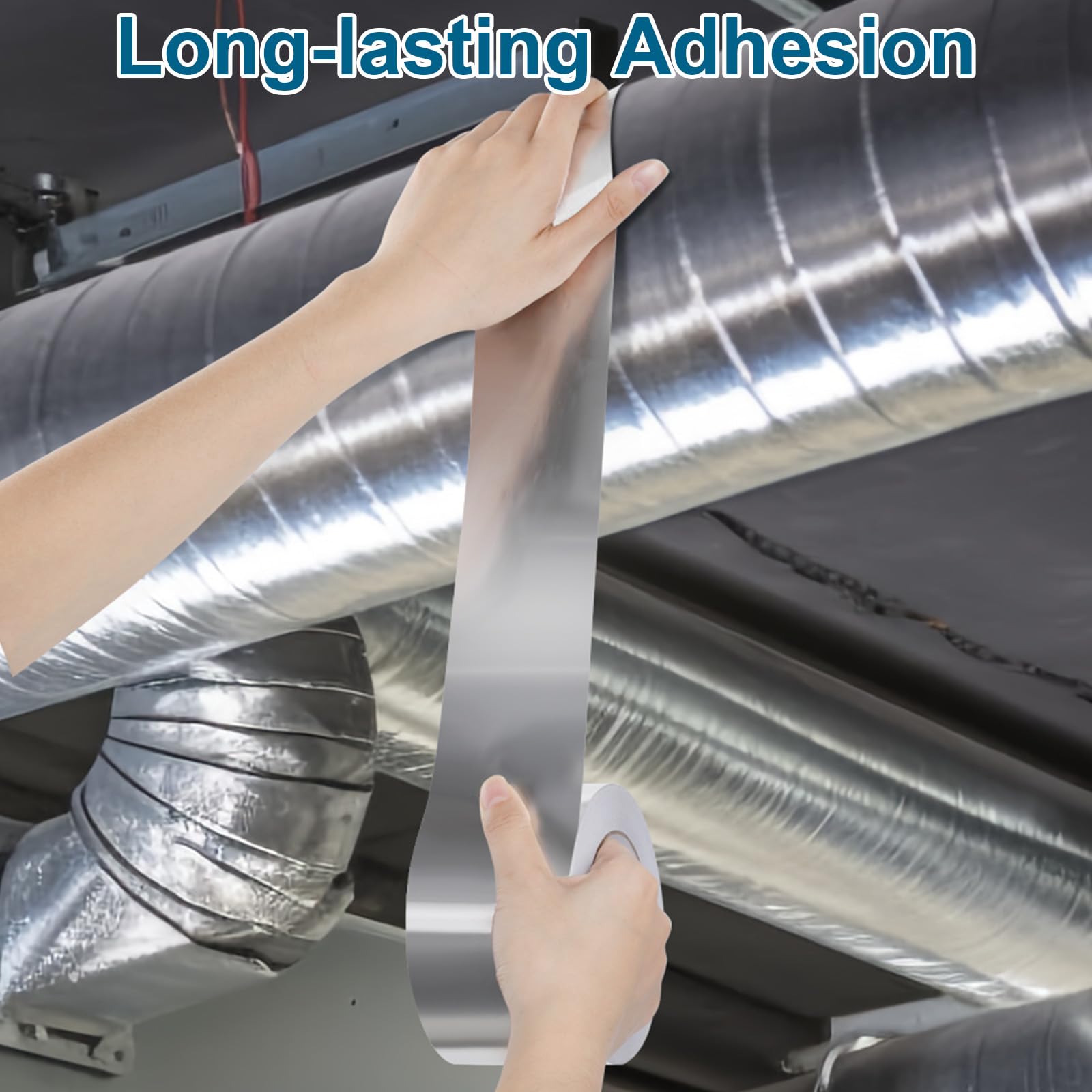 AiQInu Cinta de Aluminio 50mmX20m,Cinta Aluminio Adhesiva Impermeable y Resistente al Calor,Cinta Selladora Metálica para Conductos de Aire Altas y Bajas Temperaturas