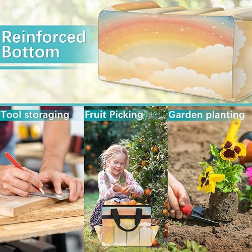 Miniatura 7 de Bolsa de herramientas de jardín con diseño de arco iris de dibujos animados para mujeres y hombres, bolsas de almacenamiento de herramientas de