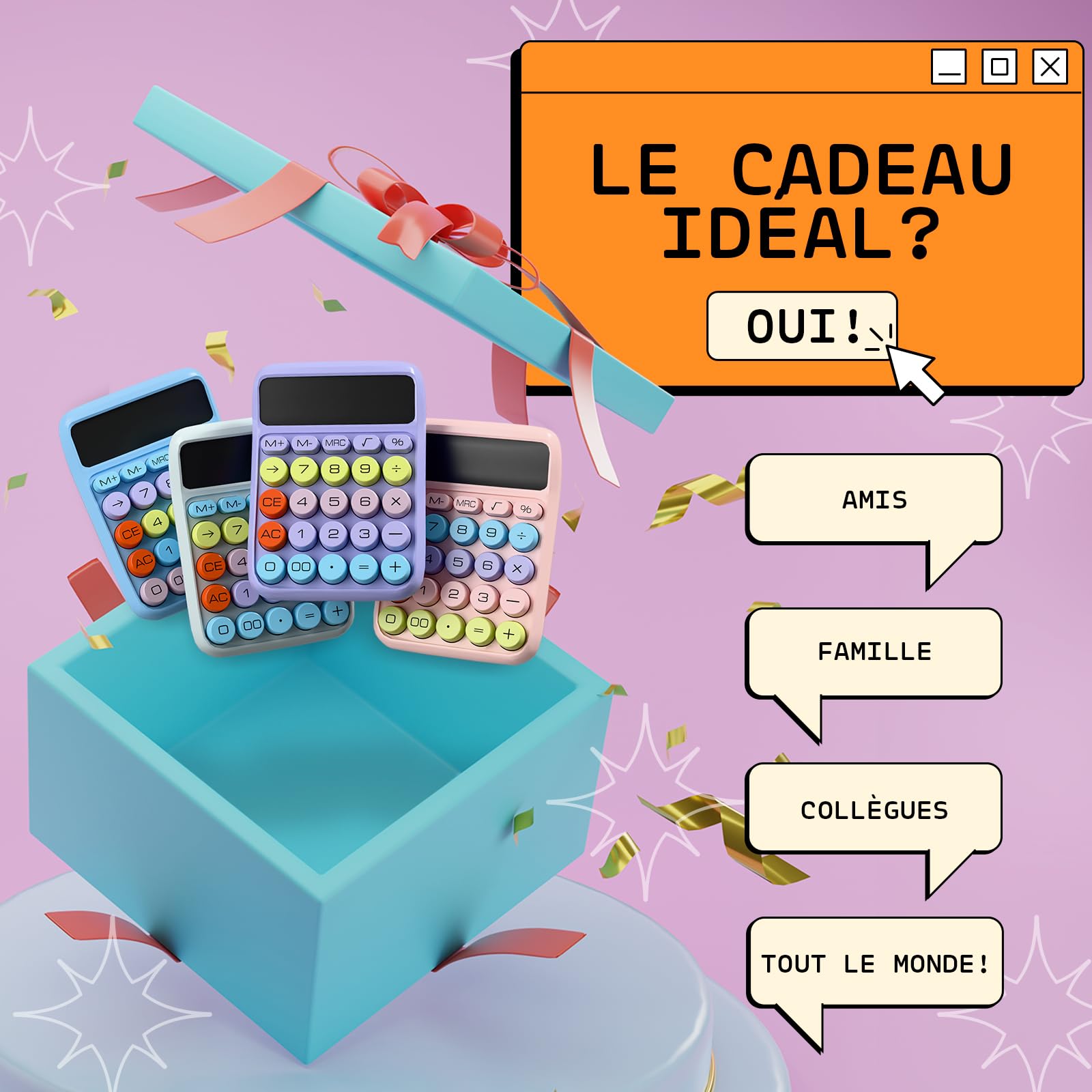 Calculatrice Rose Zeno – Calculatrice de Bureau Grandes Touches 12 Chiffres