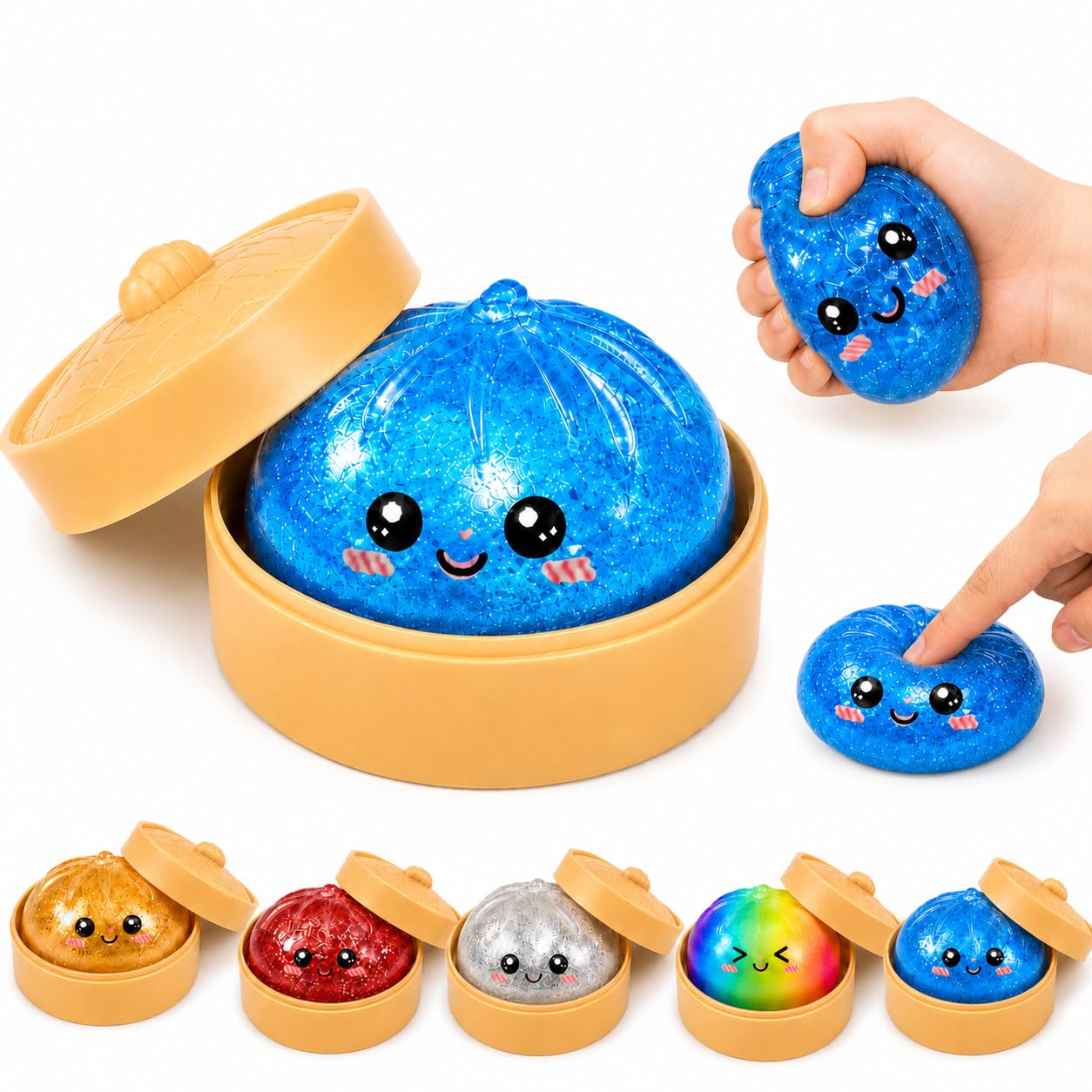 Dumpling Squishy, Squishy Dumpling Toys And Squeeze Toys for Kids, Stress Relief & Fun Play, Soft Squishy Toy for Kids And Adults, Cute Squishy Dumpling Gift, Perfect for Party Favors (Blue)