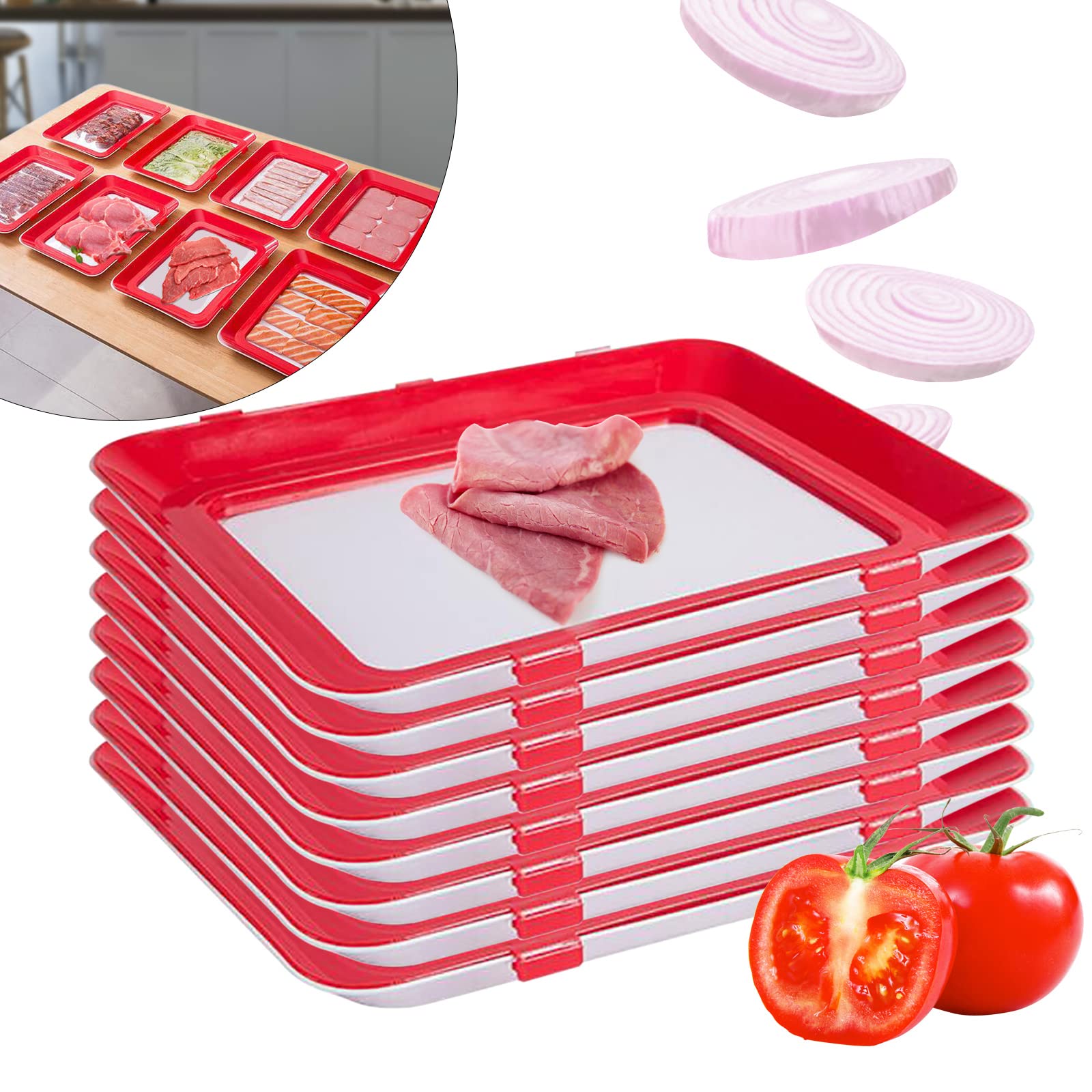 8 bandejas de conservación apilables para embutidos, conservación de alimentos, caja de almacenamiento de alimentos, contenedor creativo para salchichas, alimentos frescos y saludables, color