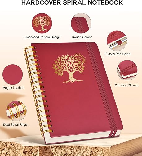 Miniatura 3 de Cuaderno grande en espiral para mujeres y hombres, 300 páginas rayadas numeradas, con rayas universitarias, cuaderno encuadernado en espiral de tapa