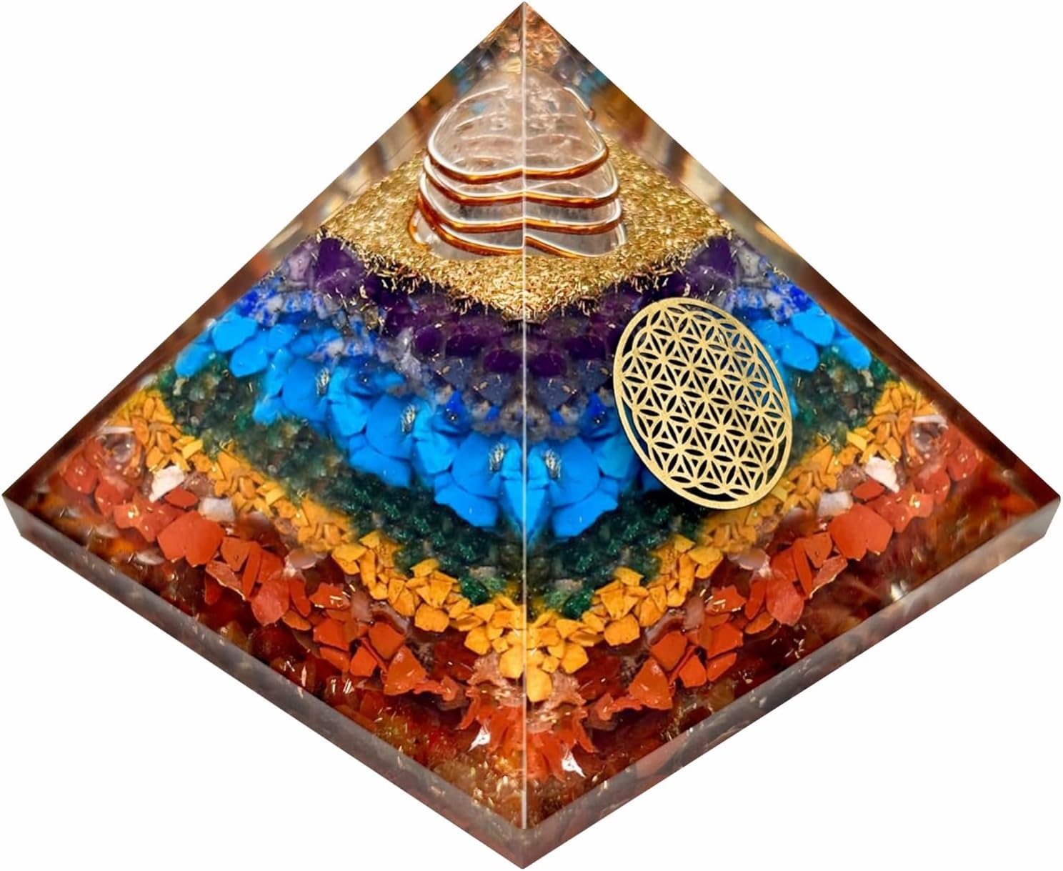 - Original 7 Chakra Crystal Laxmi Pyramid/Pooja Vastu Items for Home for Good Luck/Money & Wealth/Spiritual Gift/Showpiece for Living Room/Home Décor