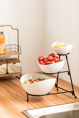 Miniatura 8 de LAUCHUH Plato de servir para entretenimiento, bandeja de servir de 3 niveles, juego de platos para servir chips y salsas ovalados para el día de San