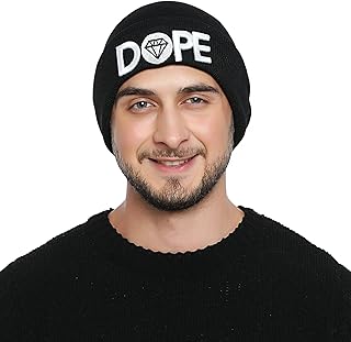 Berretto Beanie Invernale da Uomo Nero con Statement