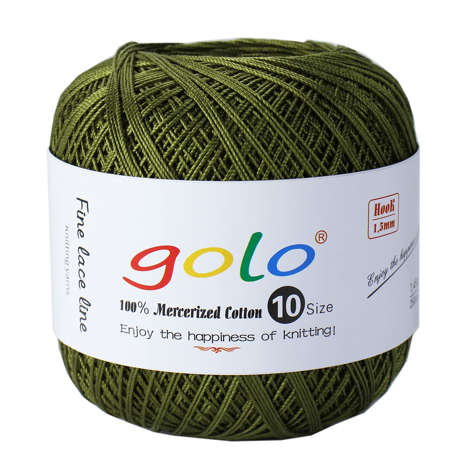 golo Cotton Crochet Thread Balls Size 10 Cotton Knitting Thread Yarn for Crochet Military Green 619 — image 1