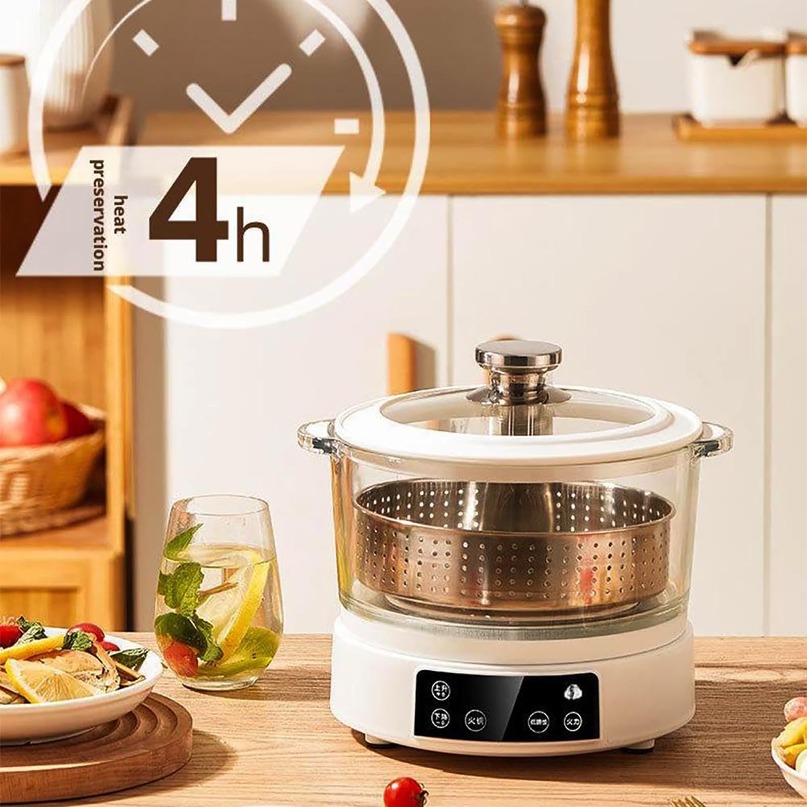 Cuiseur de riz sans sucre, cuiseur de riz à faible teneur en sucre, 3L avec cuiseur à vapeur numérique à faible teneur en sucre avec technologie de réduction des glucides sans compromettre