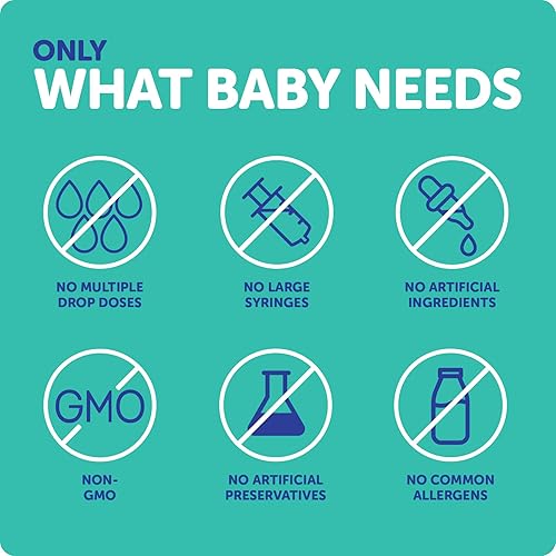 Miniatura 7 de Ddrops Probiótico para bebés con vitamina D, 60 gotas, alivio de los síntomas de cólicos para recién nacidos y bebés, fácil de usar, solo una gota