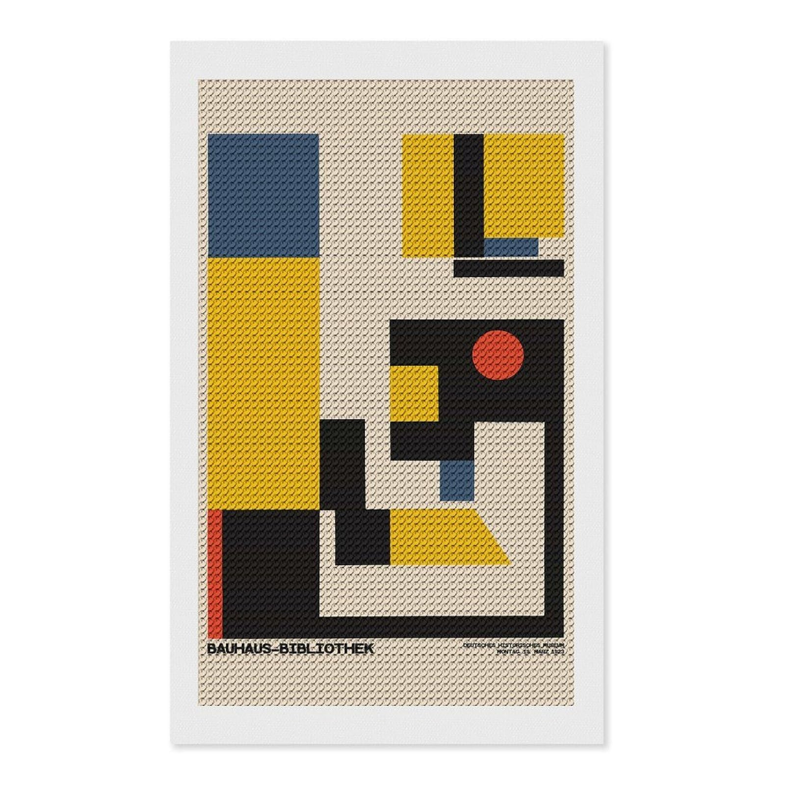 Junmoney Bauhaus Library Round Drill Diamond Painting 12"x20", Satisfying Creative Project, Complete Accessories, Printed Canvas