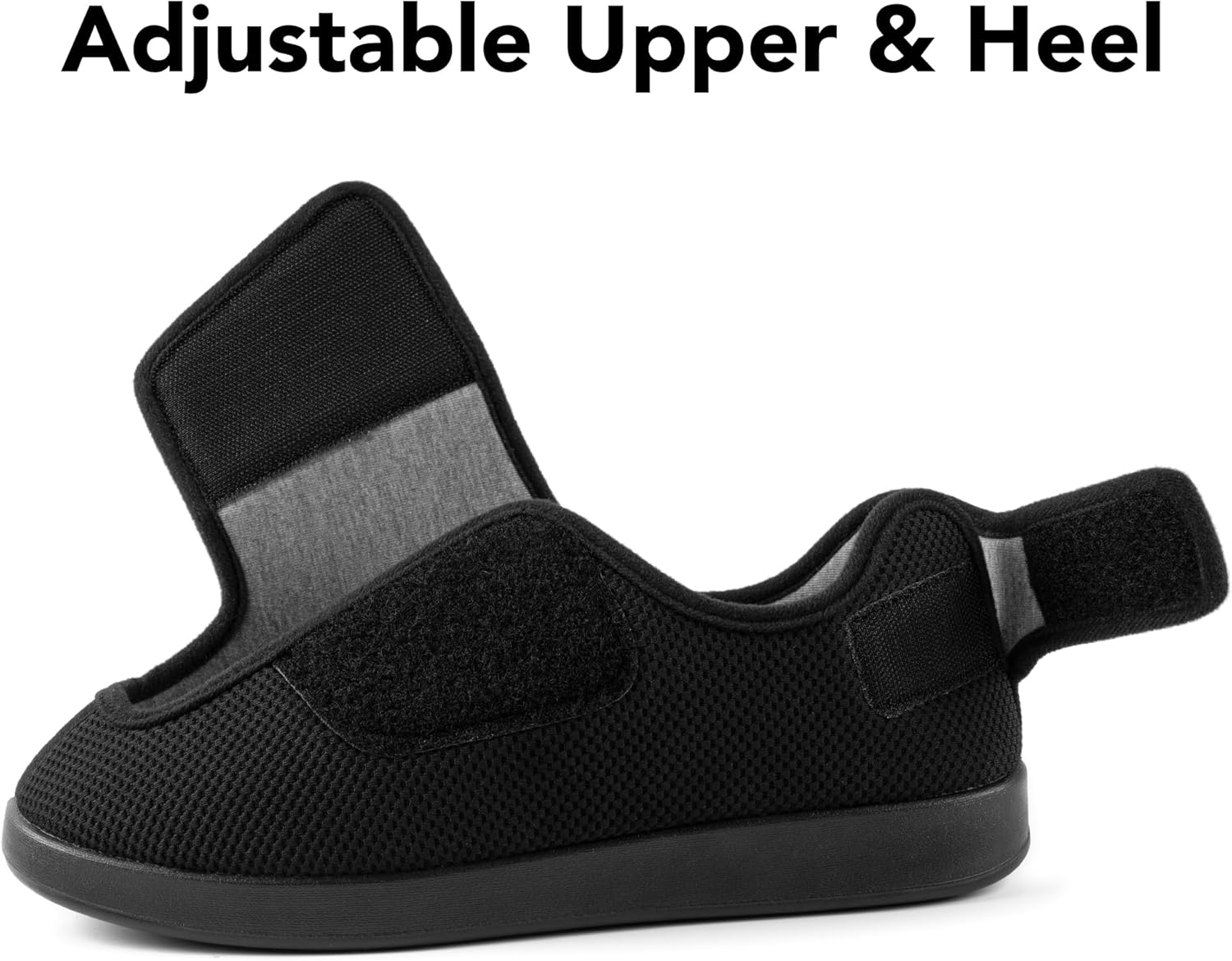 Men's Diabetic Wide Width Breathable Waffle Knit Adjustable Slipper with Anti-Slip Indoor Outdoor Sole - Image 3