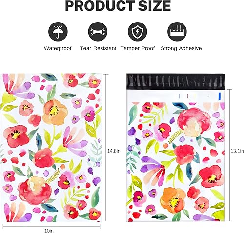 Miniatura 32 de Paquete de 100 sobres de polietileno de 10 x 13 pulgadas, bonitos sobres de polietileno para pequeñas empresas, bolsas de envío para ropa, THANK