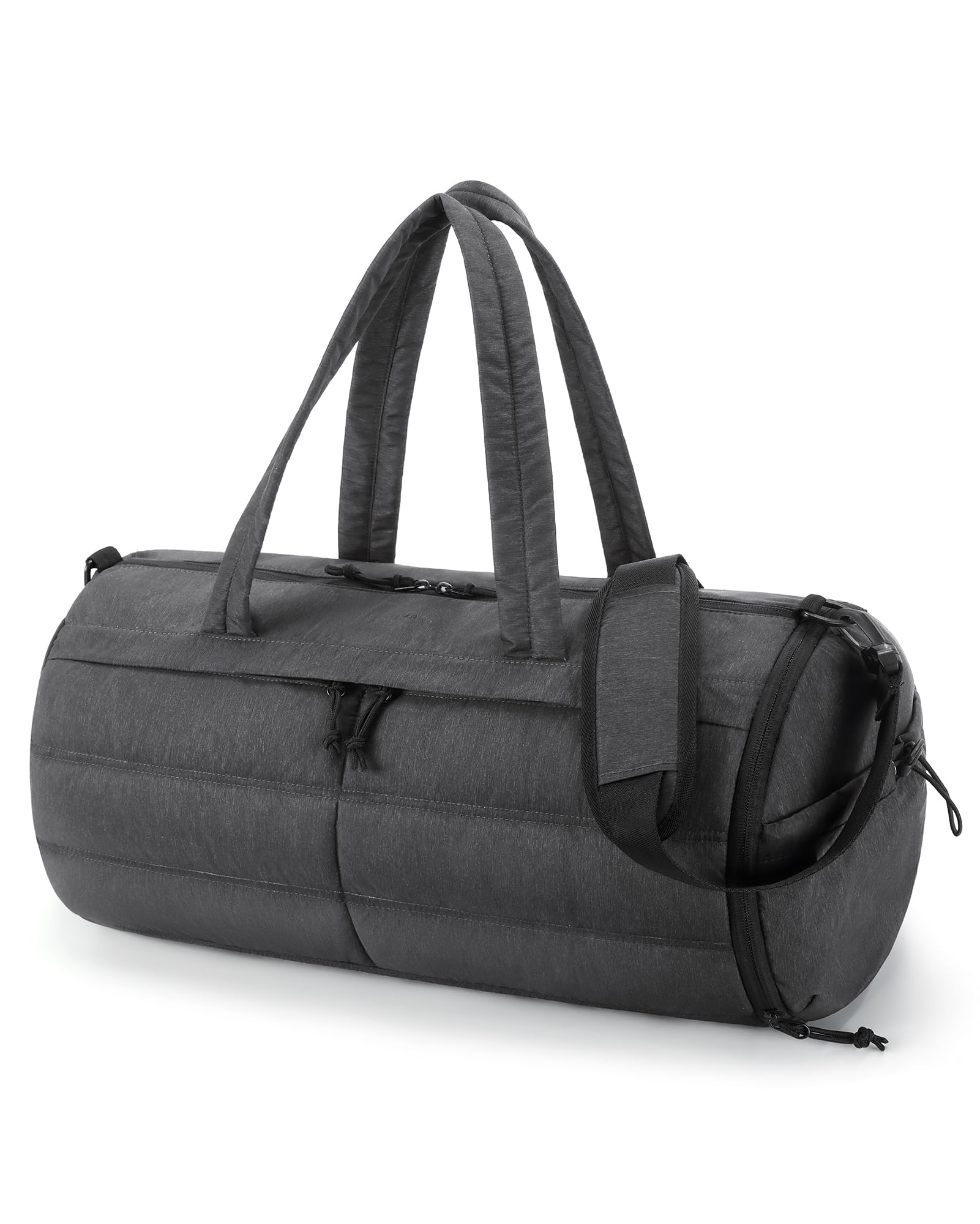 BAGSMART Puffer Gym Bag for Women, Lightweight Duffel with Shoe Compartment, Weekender Bags with Wet Pocket, Workout Overnight Carry on for Travel, Black