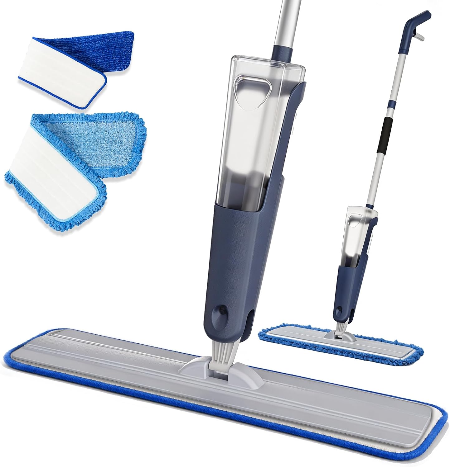 24" Spray Mop Wet Dry Heavy Duty 28oz 55" Handle 2 Pads Blue