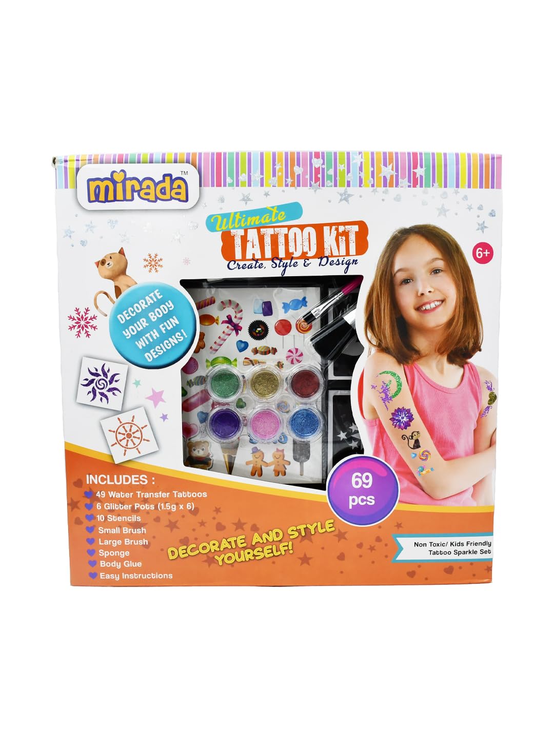 Mirada Ultimate Tattoo Party Kit - Create Style & Design | Cool Return/Birthday gifts for Girls/Kids