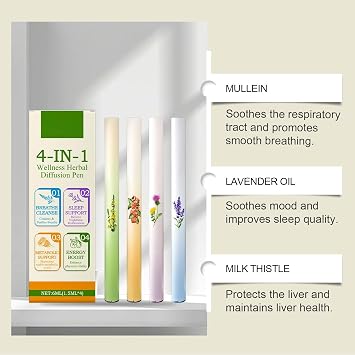 Herb_al Diffuser Pen 4 PCS, Vaporless Fum Inhaler for Quitting Bad Habit | Portable Aromatherapy Inhaler Stick for Breathing Aid, Sleep Support, Natural Energy Boost & Oral Freshening and Cleanse