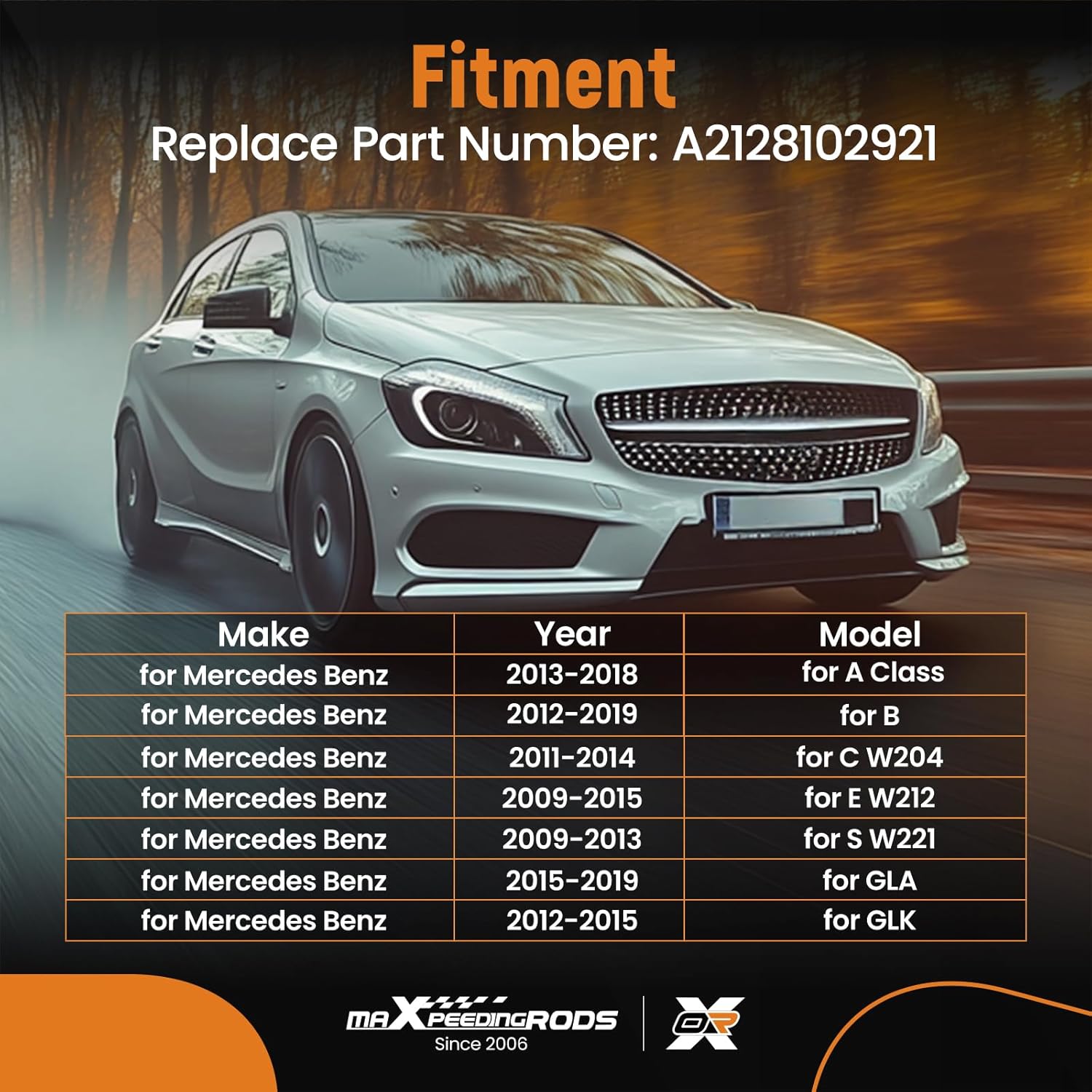 maXpeedingrods Passenger Side Power Heated Mirror Glass with Blind Spot Detection for Mercedes Benz A B C W204 E W212 S W221 GLA GLK A2128102921