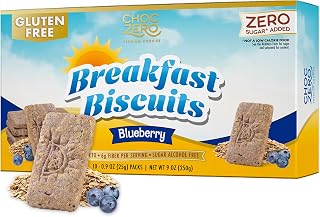 ChocZero Blueberry Breakfast Biscuits: No Added Sugar, Keto Gluten-Free High Fiber Snack Cookies, 30 Pack 9oz