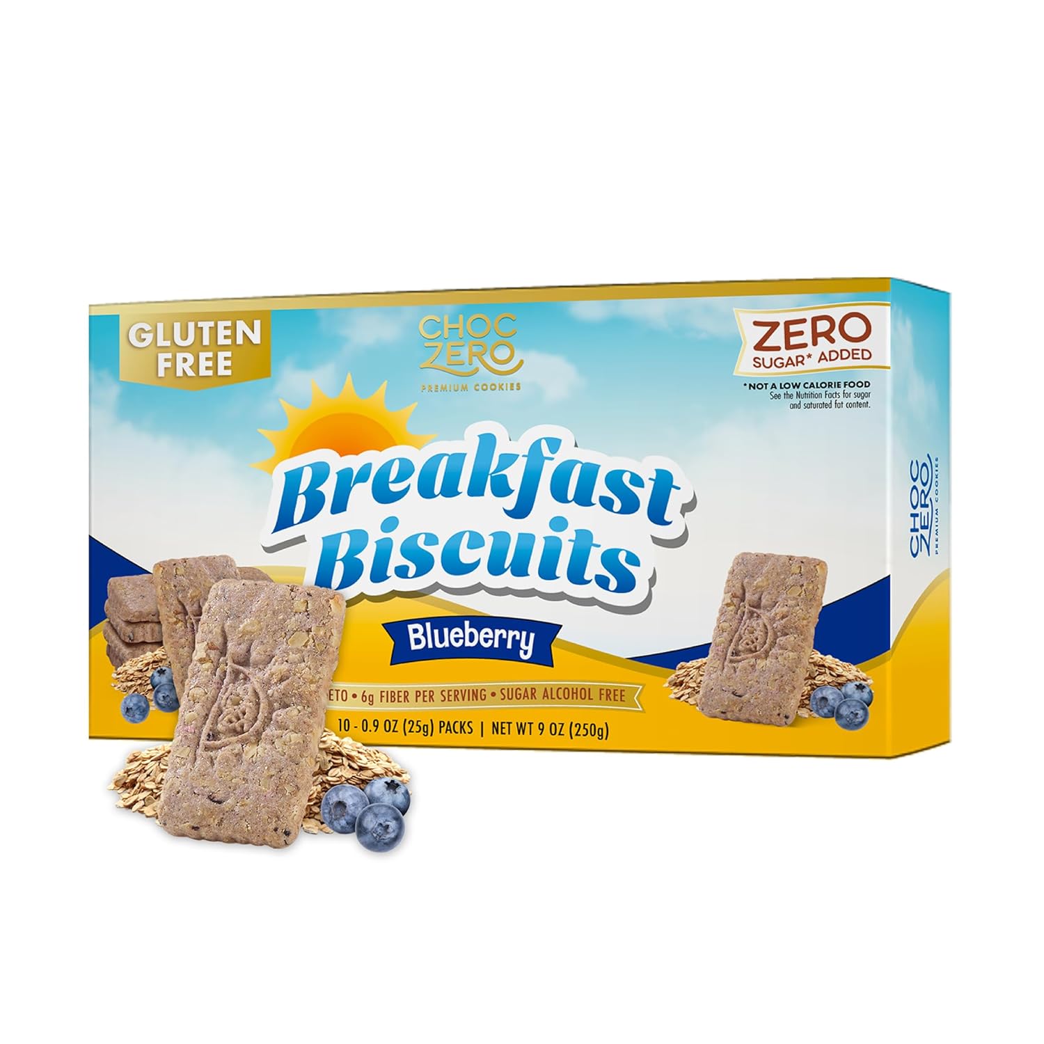 ChocZero Blueberry Breakfast Biscuits: No Added Sugar, Keto Gluten-Free High Fiber Snack Cookies, 30 Pack 9oz