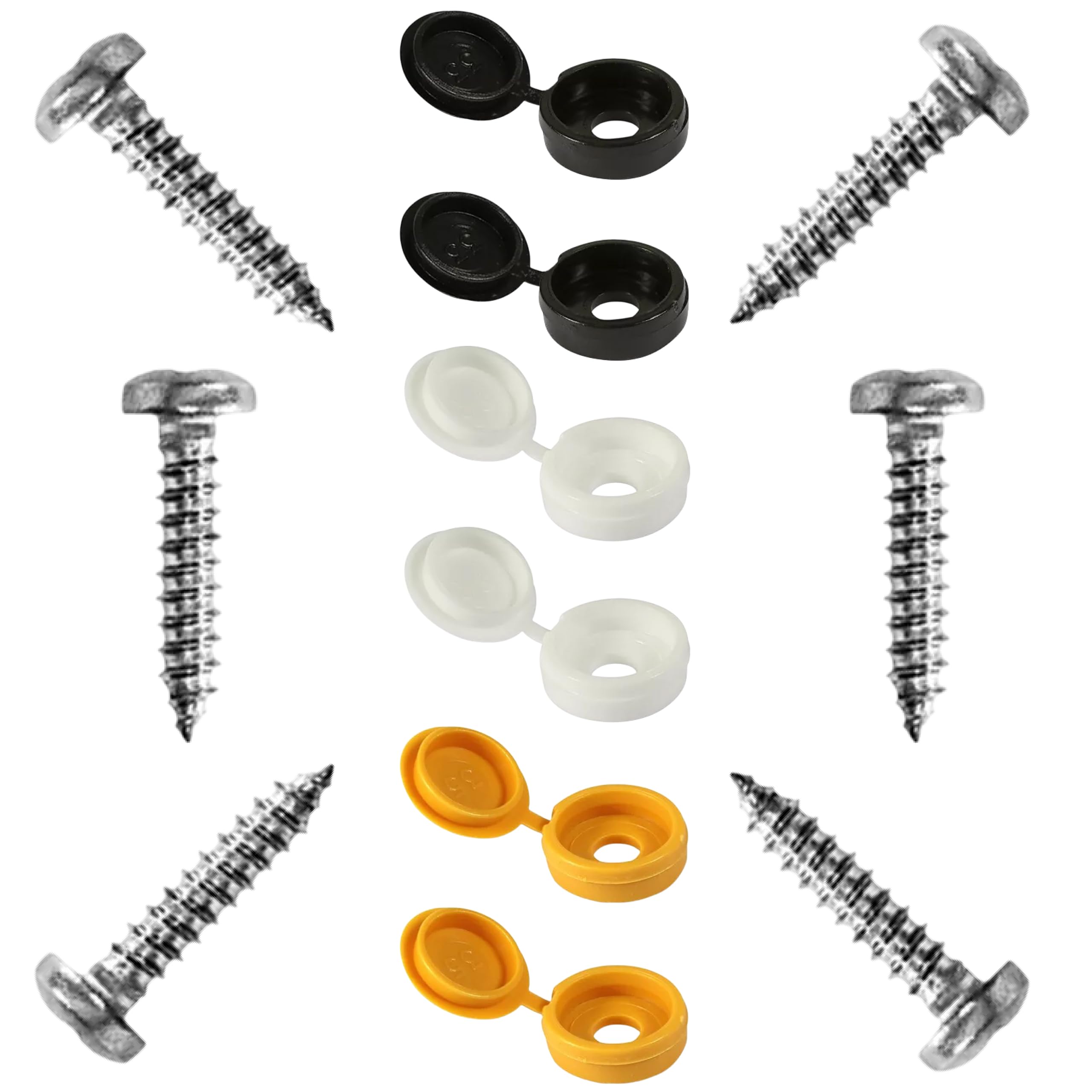 12 Pc Number Plate Screws & Caps – Universal Car License Plate Fixing Kit (Black, White, Yellow – 2 Each) – Rust‑Proof Plastic Caps & Bolts, Easy DIY Install — view 5