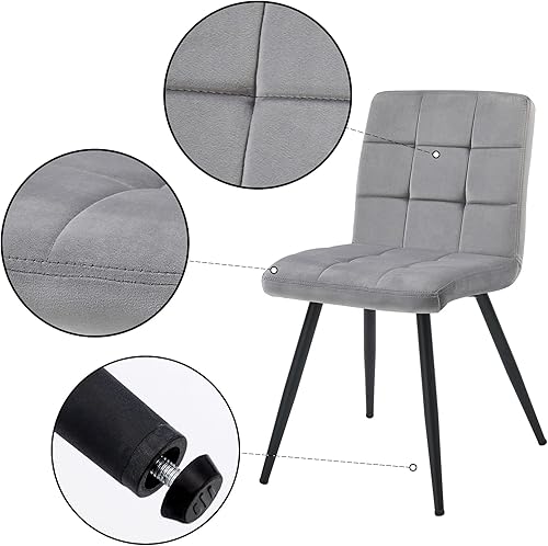 Miniatura 5 de DUHOME Juego de 4 sillas de comedor de terciopelo, sillas de comedor modernas de mediados de siglo con patas de metal, sillas auxiliares, sillas de