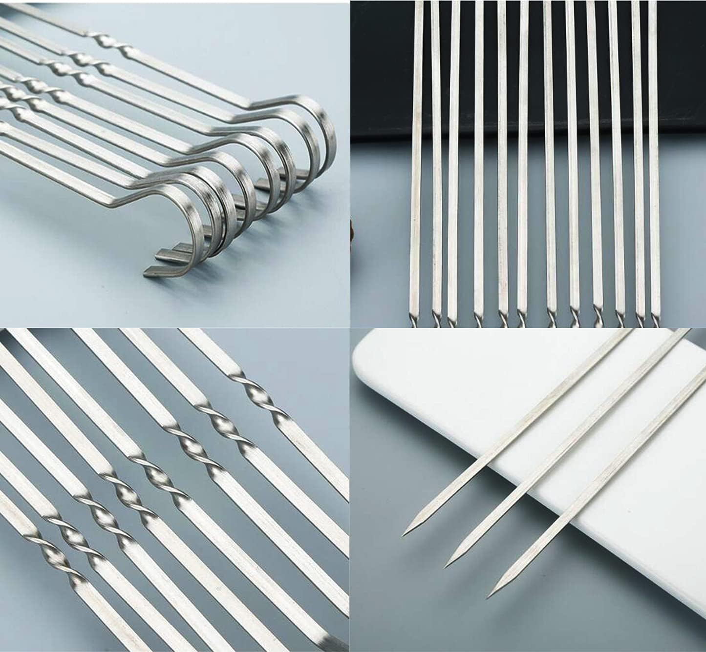 BetterJonny 40cm Brochettes de Barbecue en Acier Inoxydable, Lot de 24 Pièces avec Organisateur