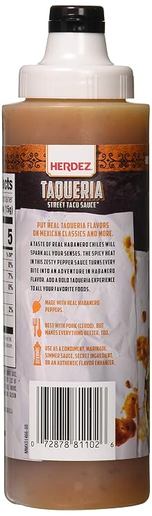 HERDEZ TAQUERIA STREET SAUCE, Habanero, 9 oz Squeeze Bottle (8 Pack) Fiery Hot Taco Sauce for Bold Flavor