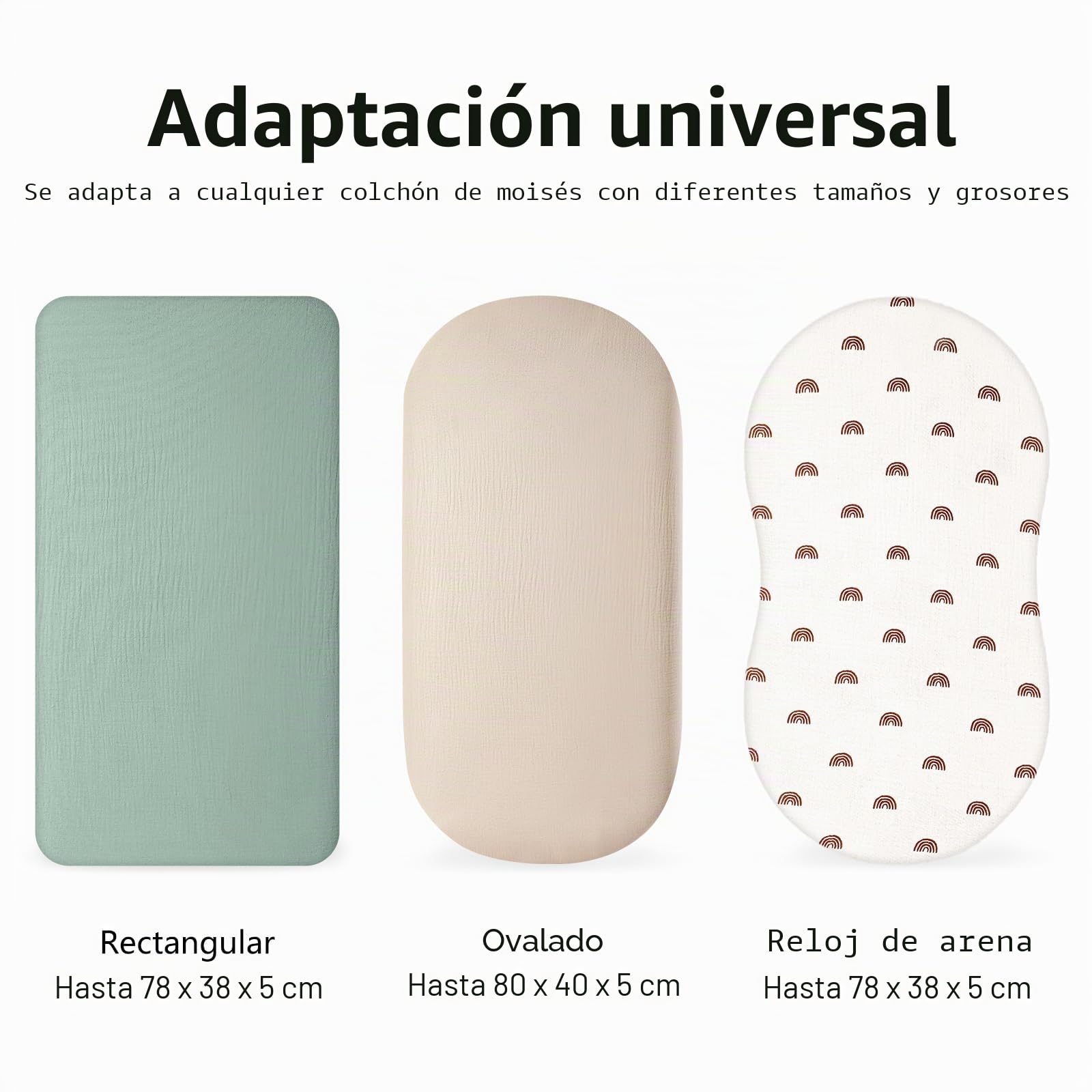 Sábana Bajera para Cuna de Bebé 80x40cm, Algodón Muselina Protector de Colchón, Cesta de Moisés, Moisés, Funda de Colchón para Recién Nacidos para Cunas, 2 Unidades, Arcoíris