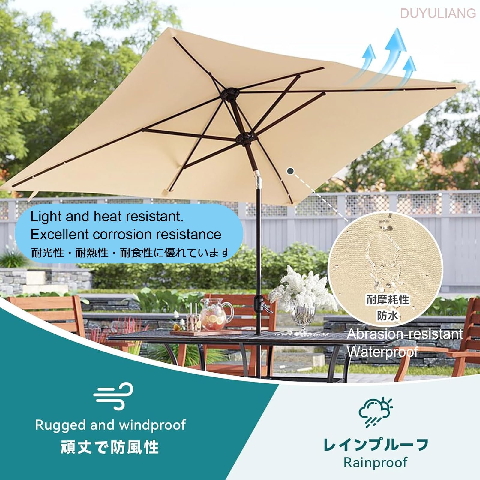 Parasol De Terrasse Rectangulaire, Auvent De Remplacement Pour Parapluie, 300x200 200x200 300x300cm Tissu Toile De Rechange Pour Déporté Parasol, Carré Housse De Marché Imperméable Durable(Red,300X200