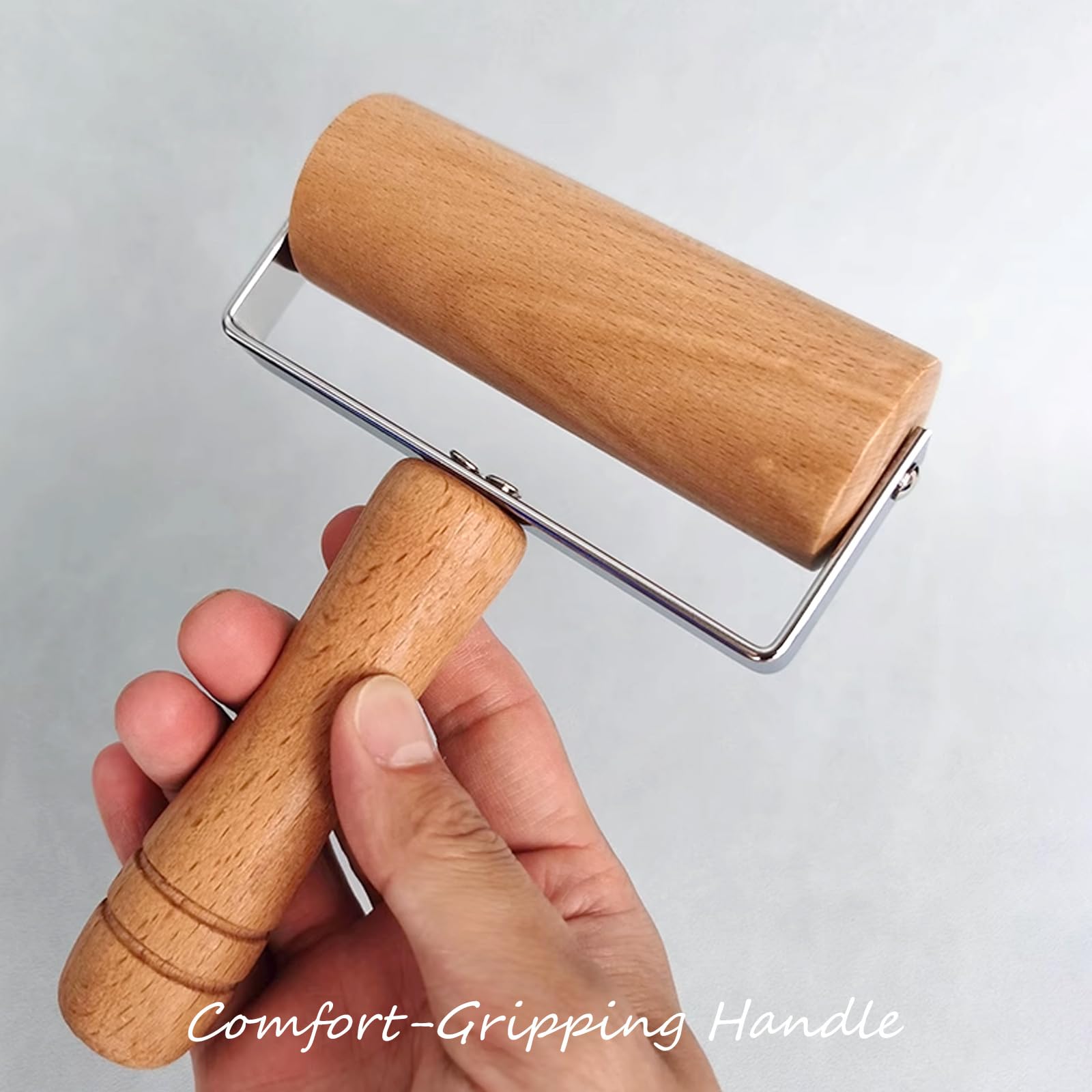 Rodillo pequeño de madera, rodillo de madera para pizza, antiadherente, tipo T, para cocina, prensa de masa de pizza, 4.7 x 6.5 in 6