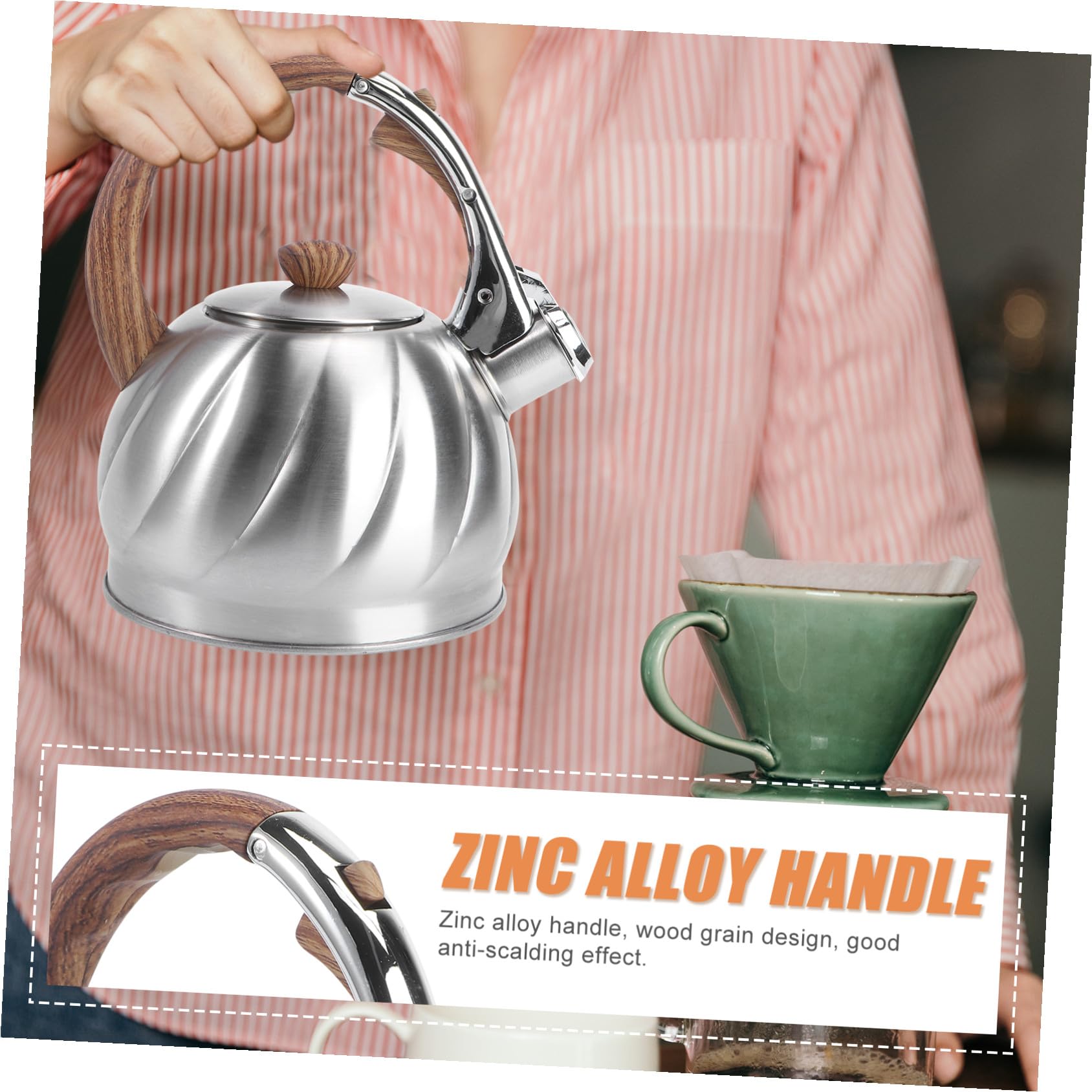 VALICLUD Tetera de Acero Inoxidable con Silbato Automático para Cocina Resistente y Práctica Compatible con Fogones Inducción Segura para Uso Diario