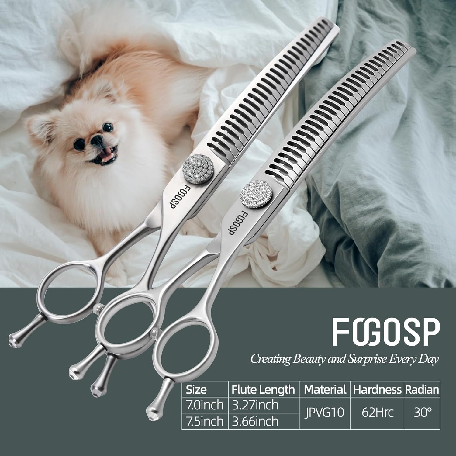 Professional Curved Natural Chunkers Dog Grooming Scissors 7'' Curved Comb Thinning Shears for Dogs Pet 27 Teeth Japan VG10 Sharp and Durable