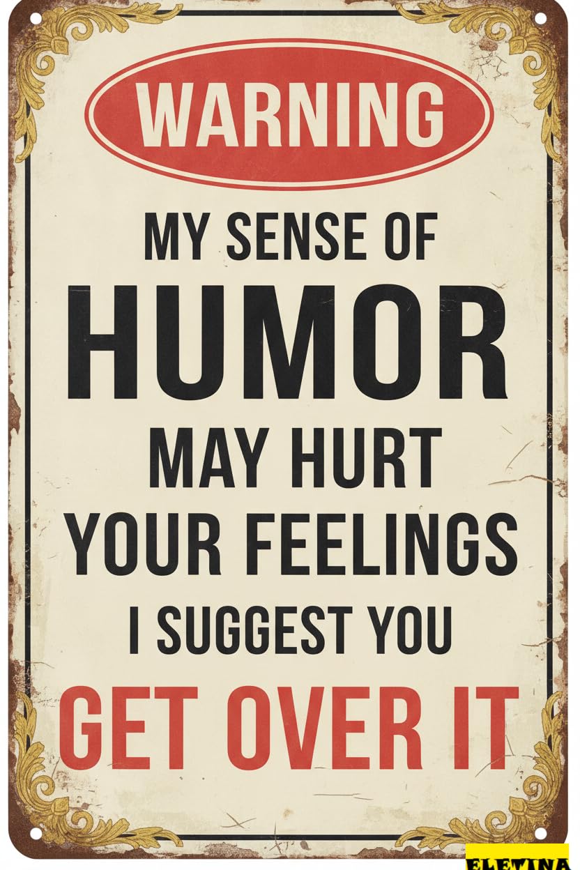 Humor Might Hurt Feelings Tin Sign, 12x8 Inch Decor