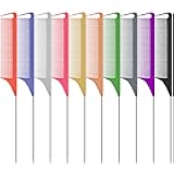 10 PCS Rat Tail Combs Set - Hair Teasing Fine Tooth Comb for Women Girls, Parting Comb for Braiding Hair Styling Tools & Appliances with Stainless Steel Pintail Carbon Fiber Heat Resistant
