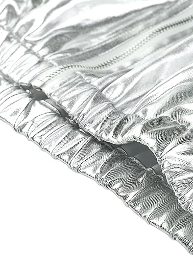 Miniatura 6 de Allegra K Chaqueta metálica con capucha y cremallera holográfica brillante y ligera para mujer