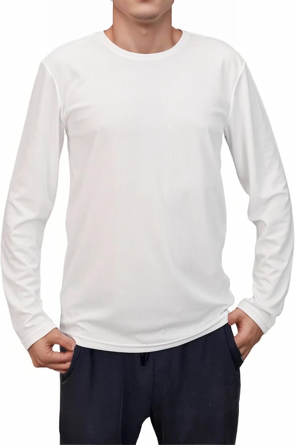 Genafy Mens Long Sleeve Quick Dry Workout Athletic T Shirt Running Moisture Wicking Classic Tee Shirts