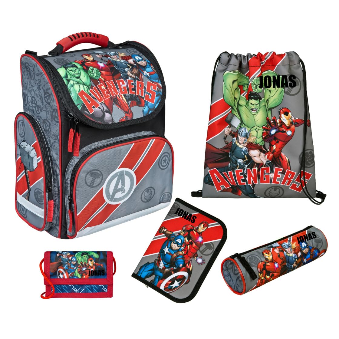 Undercover Juego de mochila escolar de 1ª clase, contenido personalizado con nombre, mochila escolar para niños y niñas