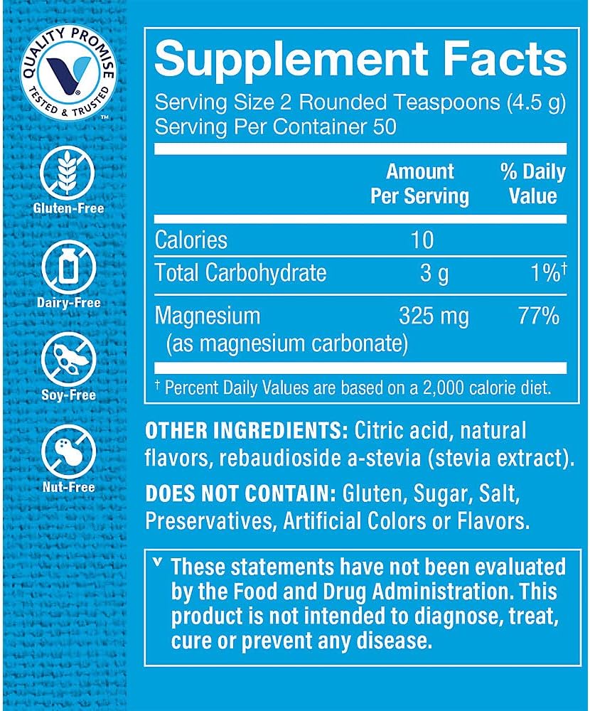 The Vitamin Shoppe Calm Zone Magnesium Mineral Powder, 325mg Raspberry Lemon Relaxation Drink for Muscles, Digestive & Bone Support – Natural Flavors for Calm & Regularity (8 Ounces Powder)