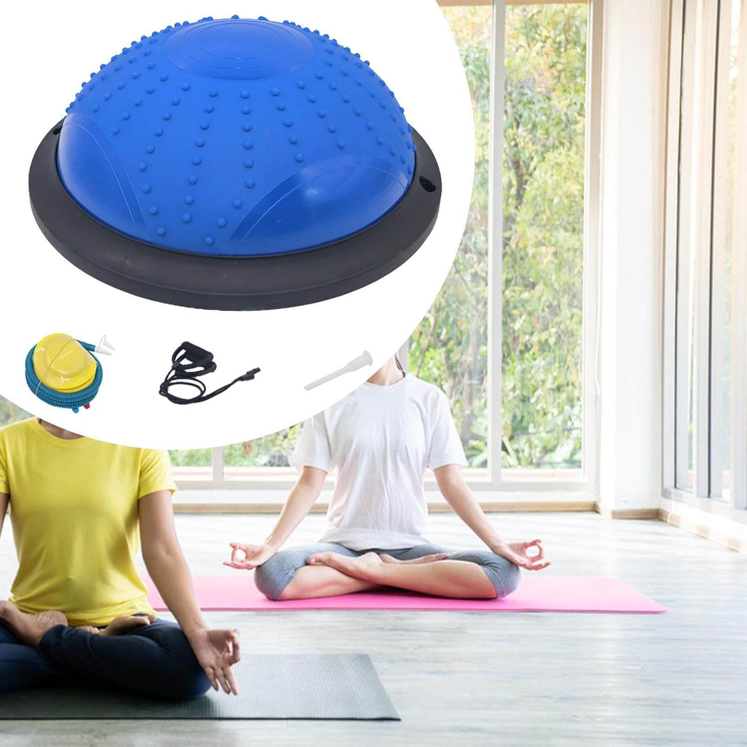 LOL-FUN バランスボール ハーフボール 器具 ワークアウトフィットネス 女性用 ポンプトレーニング付き 全身強化 ホームジム