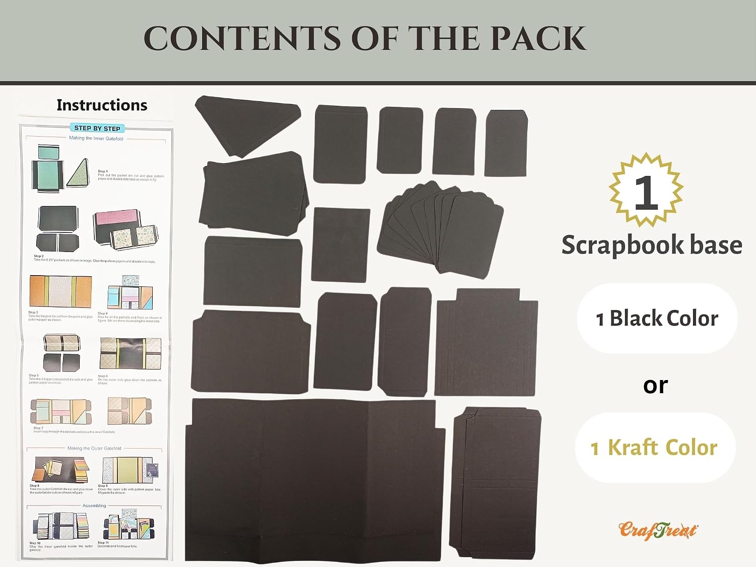 CrafTreat Scrapbook Blank Precut Album Base - Gate Fold Folio - White