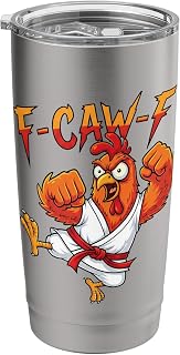 F-CAW-F Karate Rooster kungfu Chicken fcawf funny meme humar Stainless Steel Insulated Tumbler