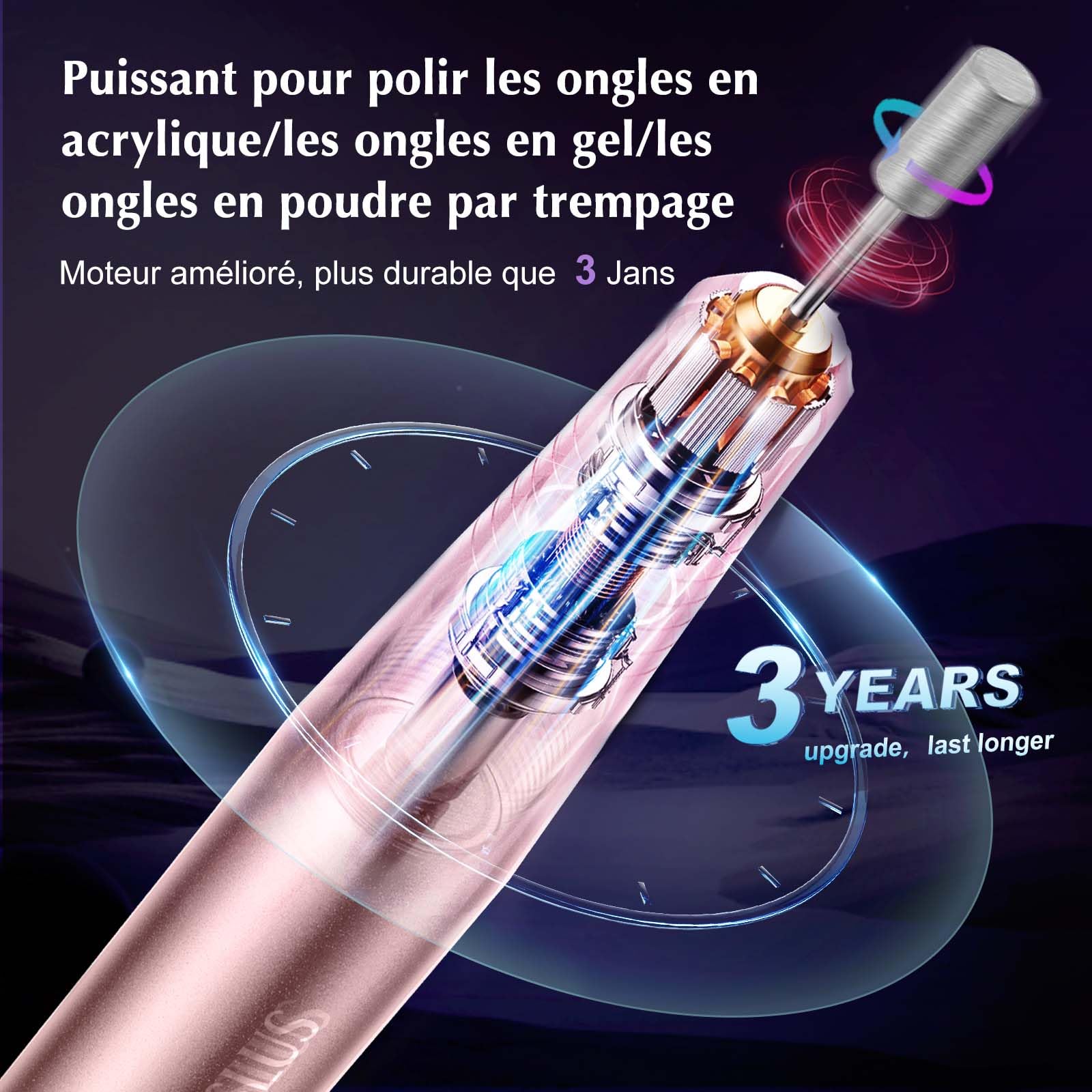 COSLUS - Lijadora de uñas eléctrica para uñas de gel, velocidad y sentido de rotación ajustable, kit de manicura y pedicura, lima de 0 ngles eléctrica para uñas de gel, profesional