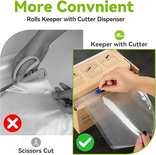Miniatura 3 de HytusCooking - Rollos de bolsas selladoras al vacío de alimentos de 8 x 150 pies con dispensador de cortador para almacenamiento de alimentos,