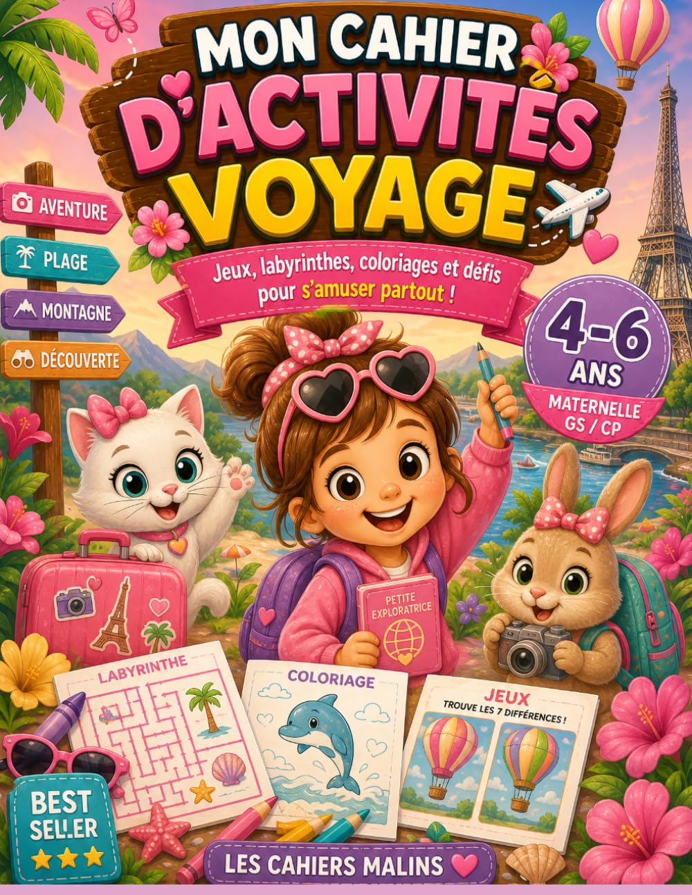 Mon cahier d’activités voyage: Jeux, labyrinthes, coloriages et défis pour s’amuser partout !