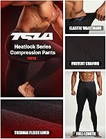Vista 5 de TSLA - Pantalones de compresión térmica para hombres, calzas deportivas para correr, ropa base de invierno
