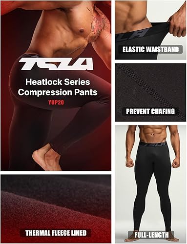 Miniatura 5 de TSLA - Paquete de 1 o 2 pantalones térmicos de compresión para hombre leggings deportivos y mallas para correr pantalones para usar como primera